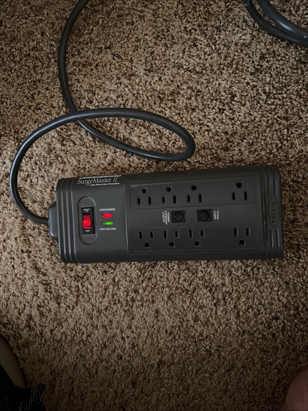 Black Surge Protector Power Strip - 6 Outlets